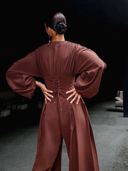 Casual Deep V-Neck Jumpsuit