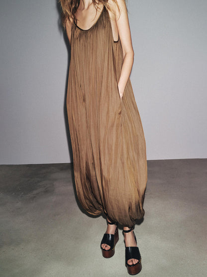 Casual Long Pleated Jumpsuit