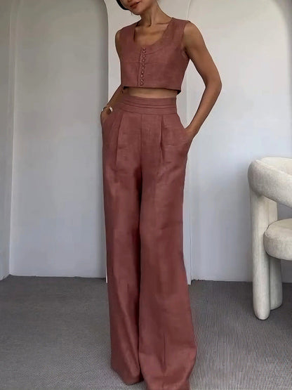 Casual Short Vest And Trousers Two-piece Set