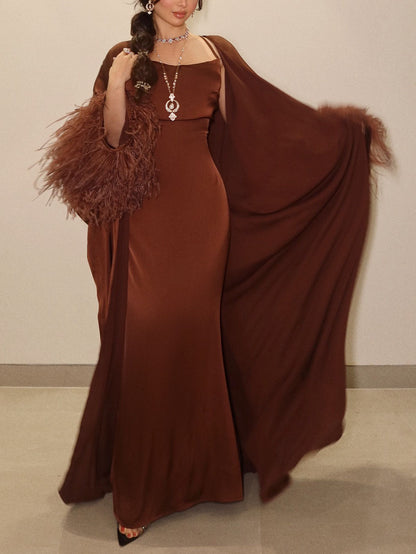 Elegant Slip Dress And Shawl Two-piece Set