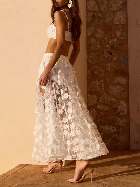 Exquisite Lace Embroidered Skirt Two-piece Set
