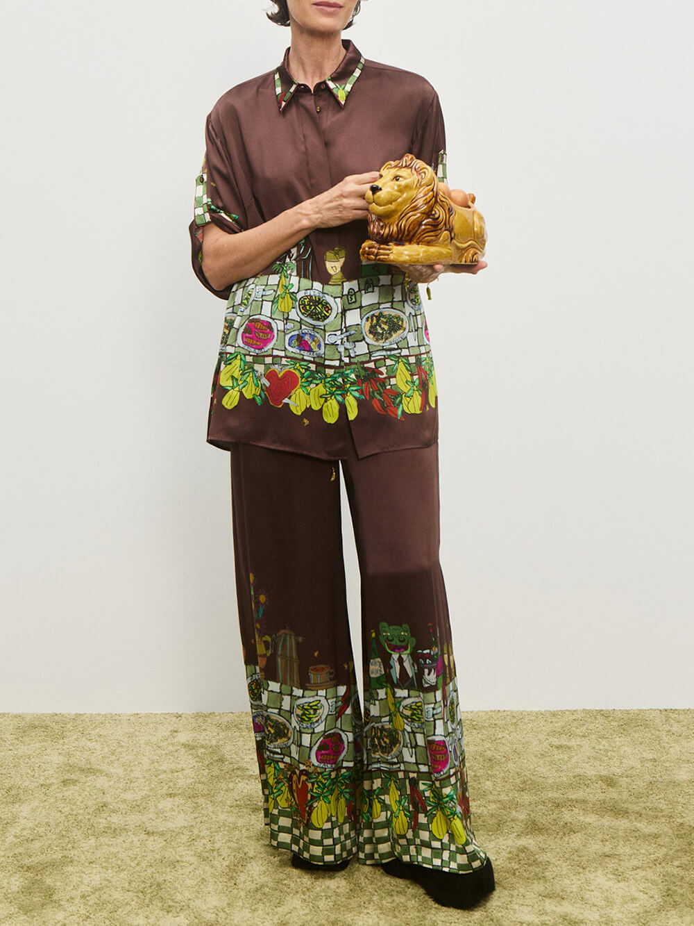 Unique Floral Print Button-Up Loose Shirt