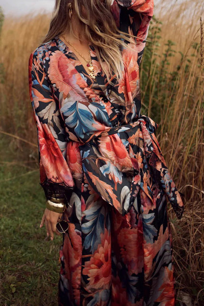 Fashion Unique Lace Patchwork Printed Loose Shirt