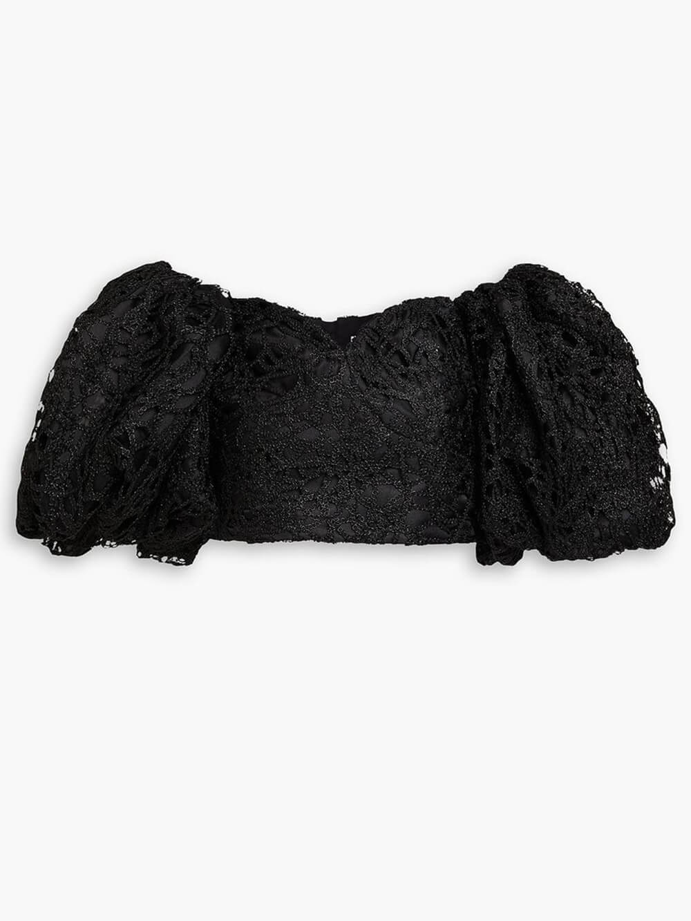 Delicate Off-Shoulder Lace Crochet Wide-Sleeve Top