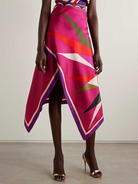 Unique Retro Abstract Print Vest Skirt Two-piece Set