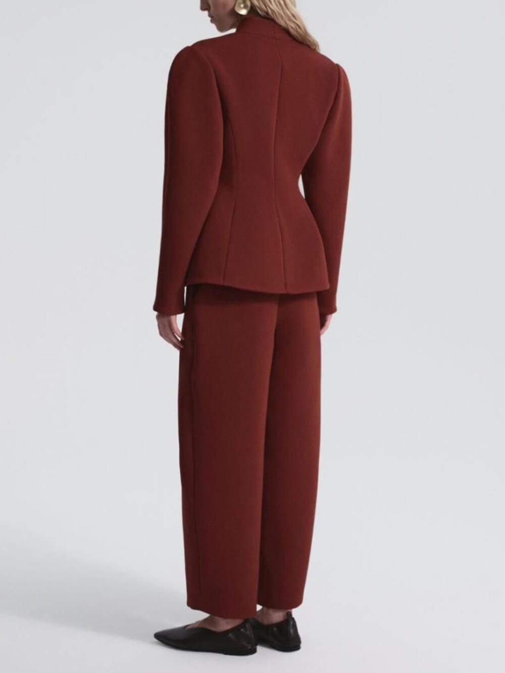 Exquisite Burgundy Peplum Blazer