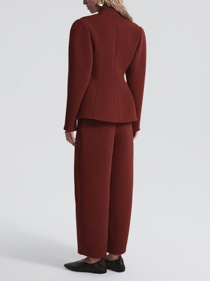 Exquisite Burgundy Peplum Blazer