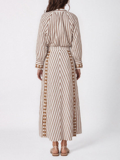 Elegant Striped Long-Sleeve Button-Down Shirt