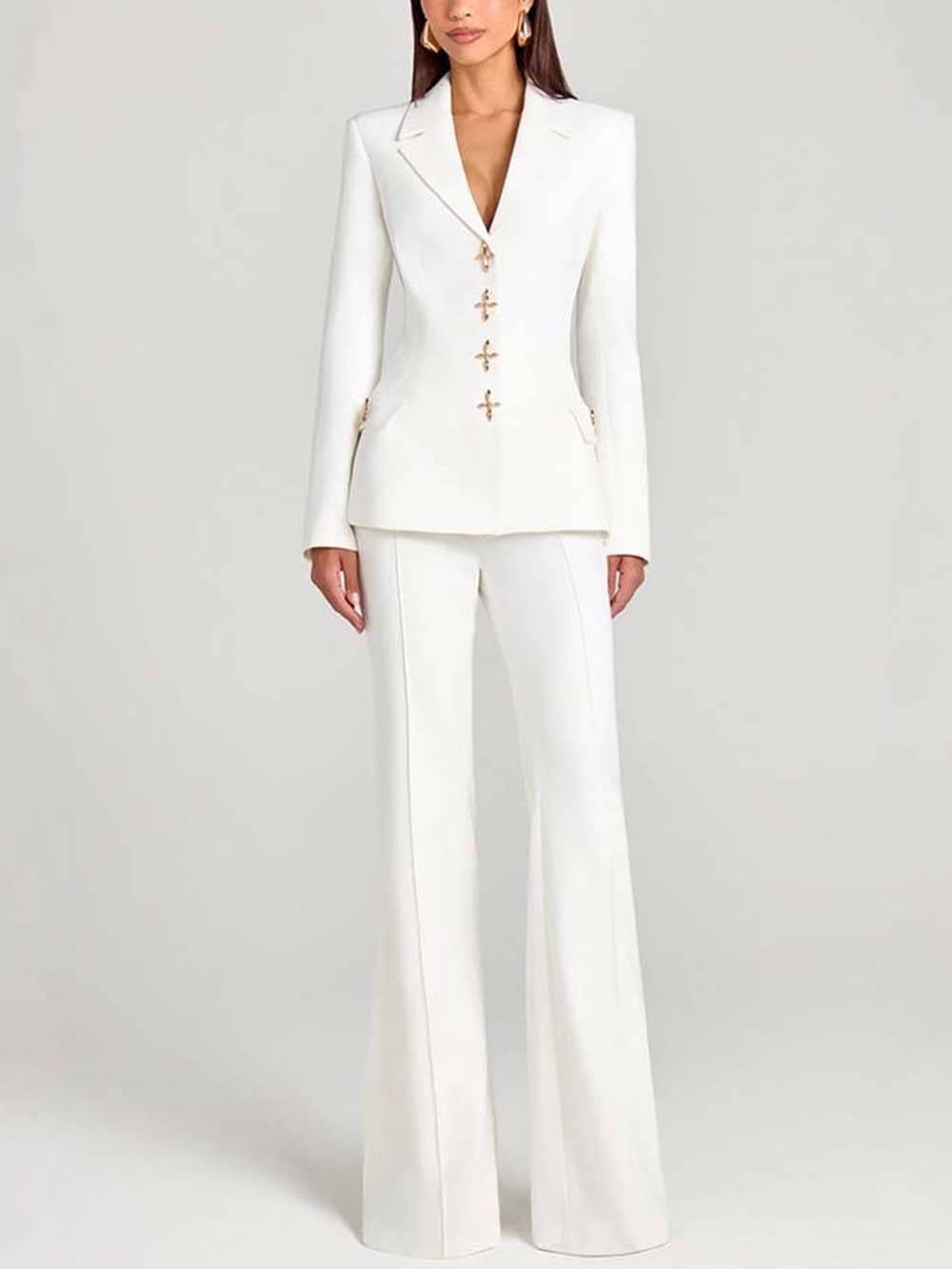 Fashion Casual Long-Sleeve Button Detailing Blazer