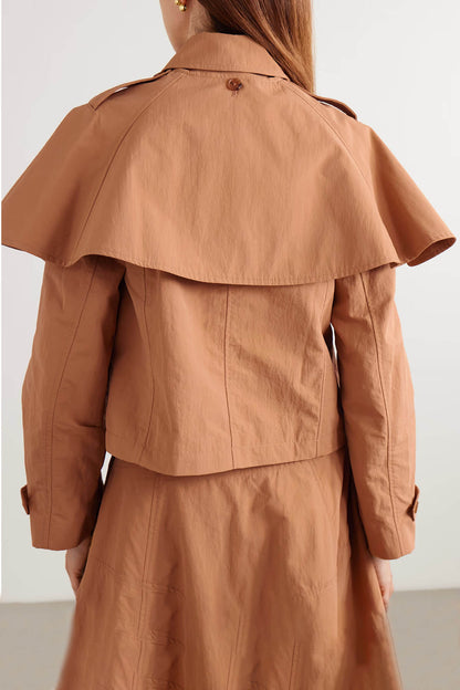 Delicate Cape-Effect Crinkled-Shell Jacket