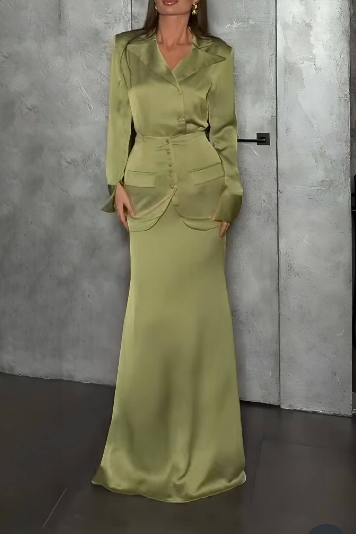 Elegant Satin Button-Embellished Lapel Shirt