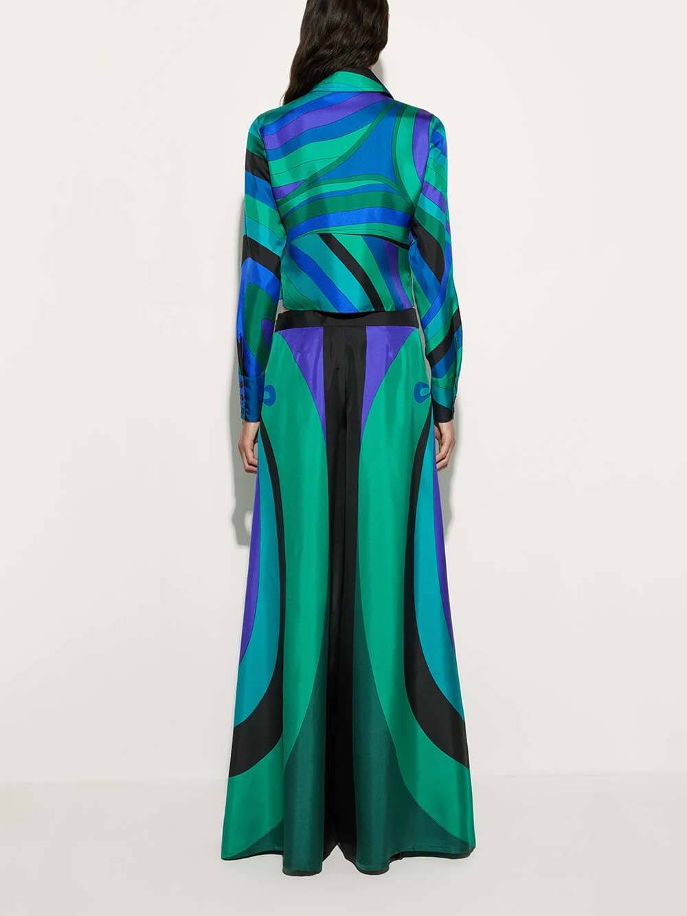 Unique Rainbow Print Cropped Shirt