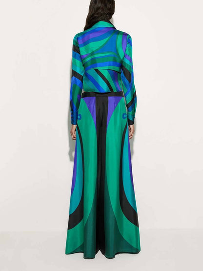 Unique Rainbow Print Cropped Shirt