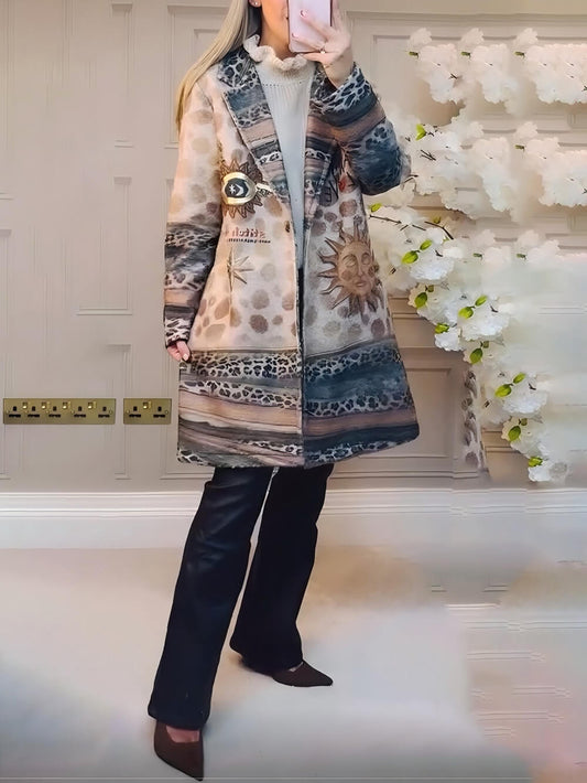 Exquisite Ethnic Print Pocket Loose Coat