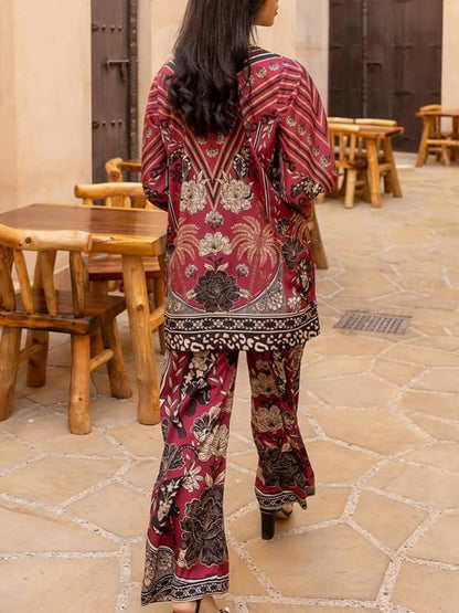 Unique Floral Print Patchwork Loose Oversized Shirt