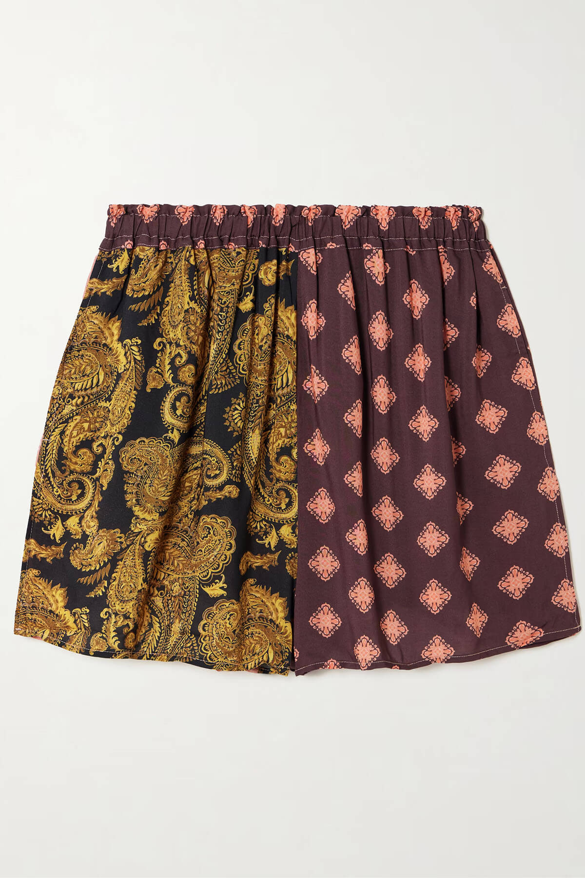 Exquisite Two-Tone Printed Loose Shirt And Pockets Elastic-Waist Shorts Set