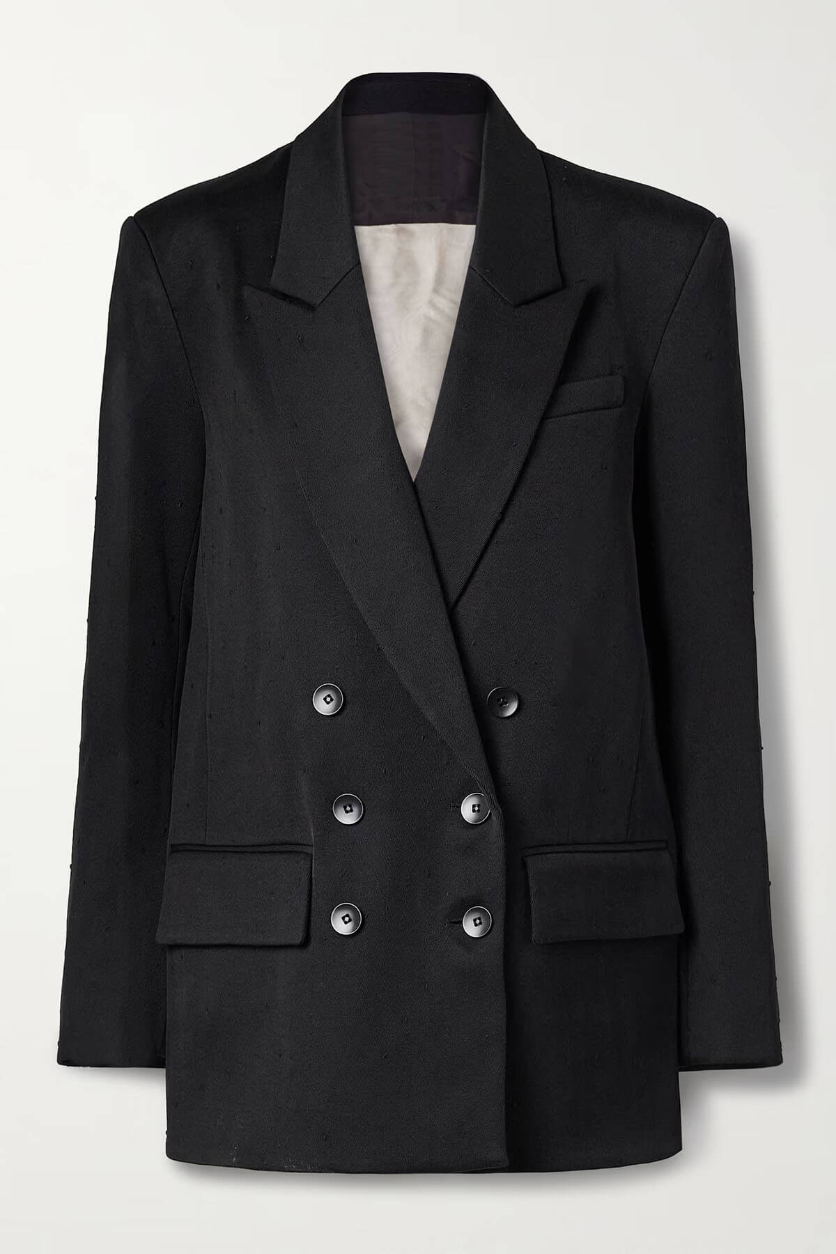 Fashion Double-Breasted Colorblock Back Twill Blazer