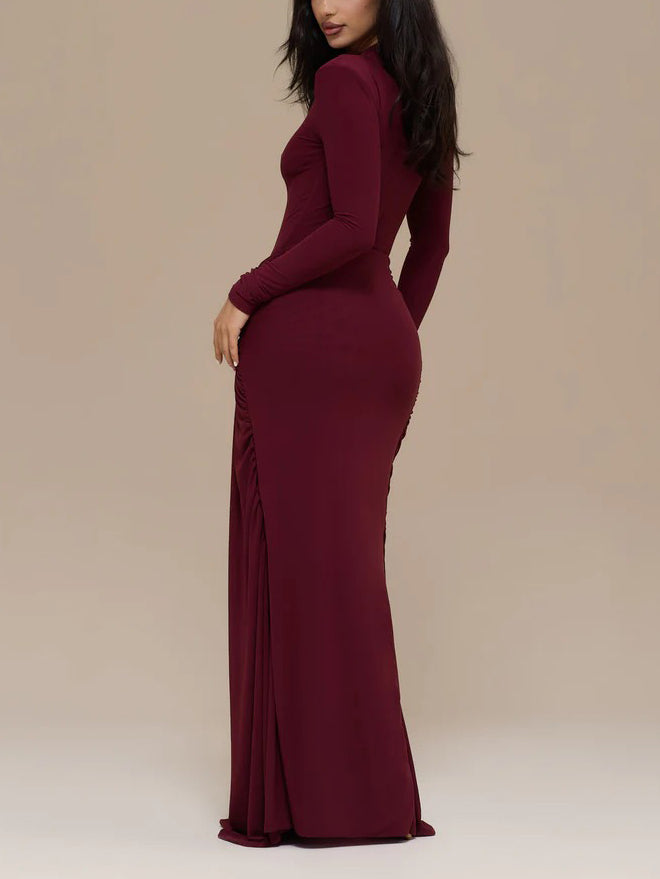 Elegant High-Neck Jumpsuit And Skirt Two-Piece Set