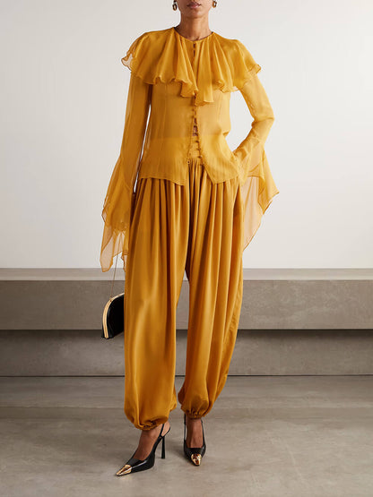 Elegant Ruffled Chiffon Blouse