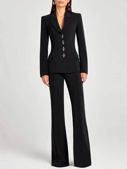 Fashion Casual Long-Sleeve Button Detailing Blazer