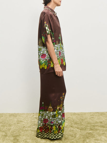 Unique Floral Print Button-Up Loose Shirt