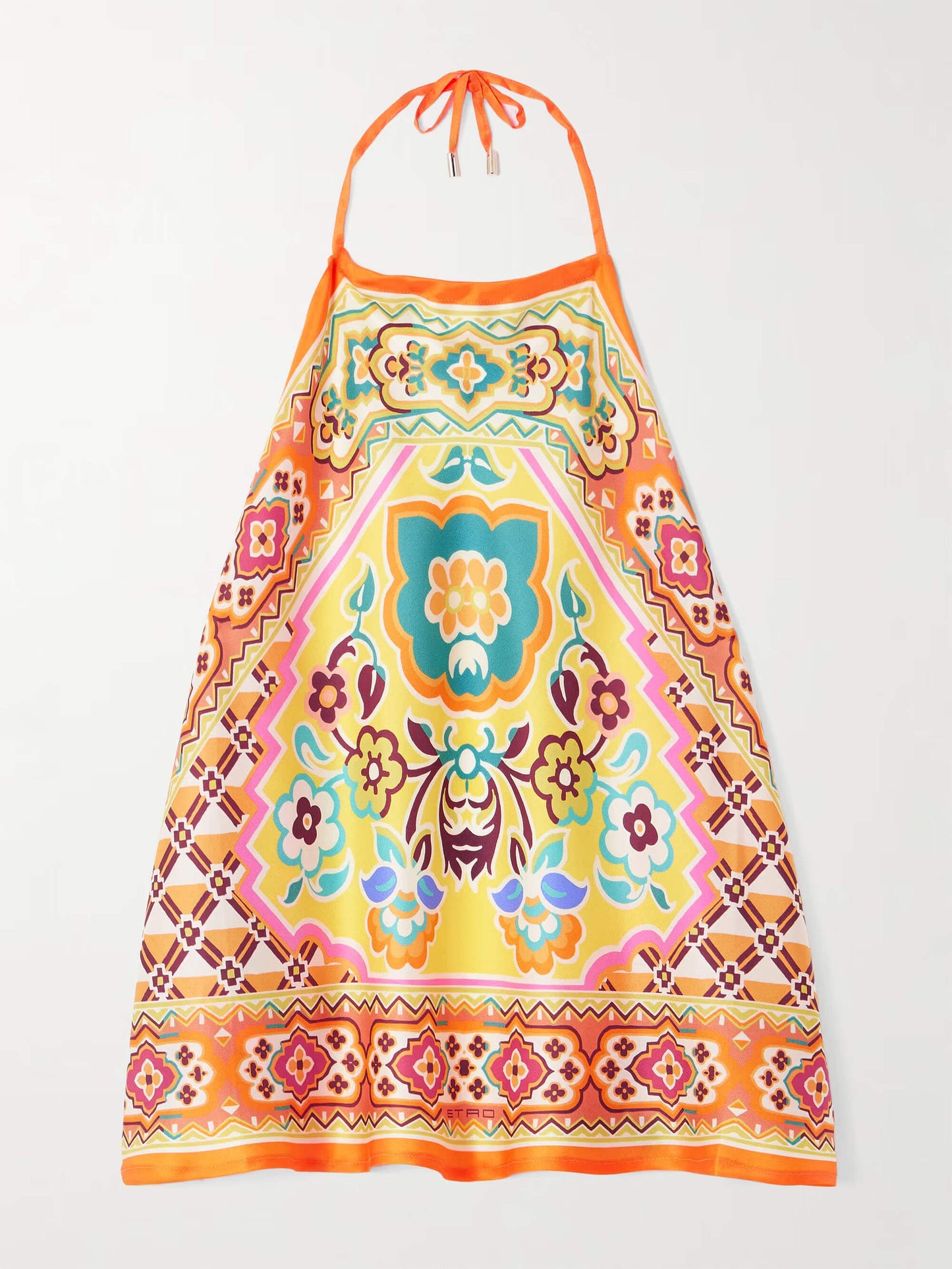 Ethnic Print Satin Halterneck Top And Shorts Set