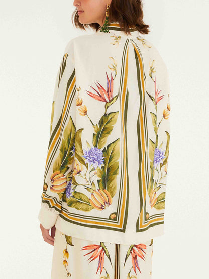 Exquisite Satin Floral Print Shirt