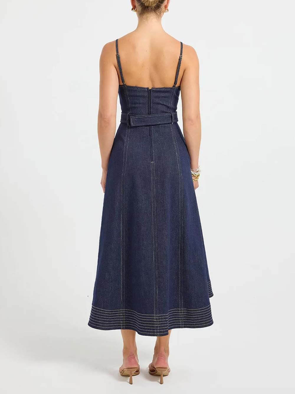 Casual V-Neck Flared Midi Dress