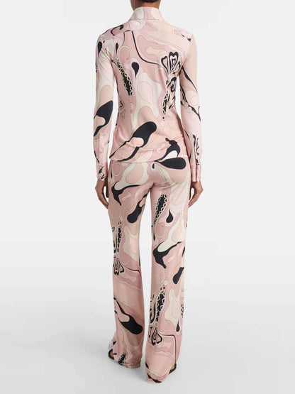 Unique Exquisite Floral Print Slim-Fit Button Shirt