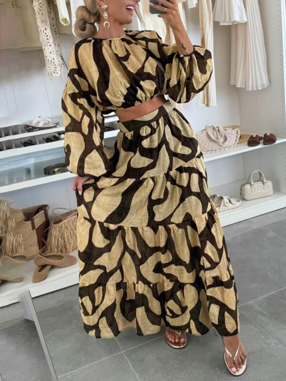 Breezy & Bold Printed Linen Cropped Shirt