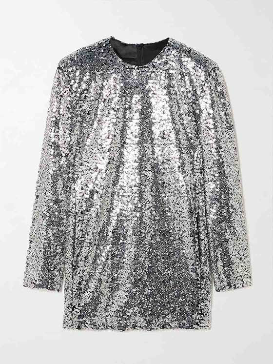 Elegant Sequined Long-sleeved Mini Dress