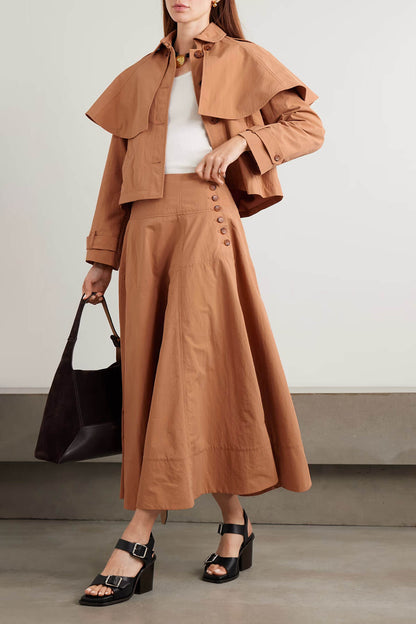 Delicate Cape-Effect Crinkled-Shell Jacket