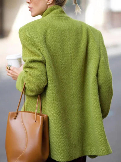 Fashion Lapel Design Collared Solid Color Loose Blazer