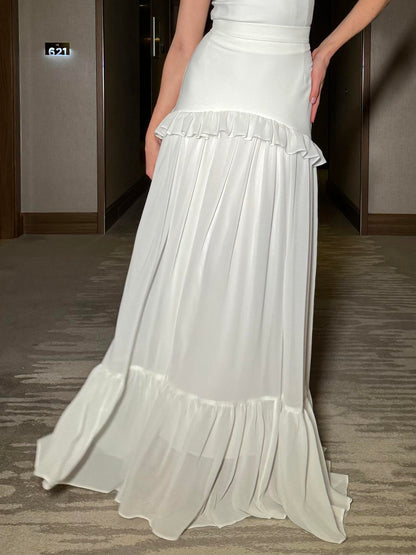 Elegant Chiffon Ruffle Skirt Two-piece Set