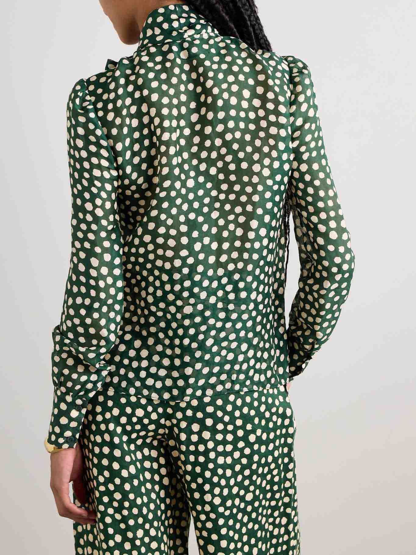 Retro Playful Bow Polka Dot Print Shirt