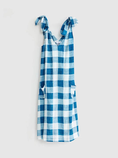 Retro Plaid Print Midi Dress