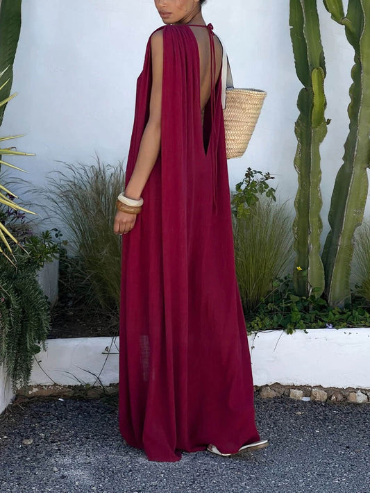 Bohemian Backless Slit Vacation Maxi Dress