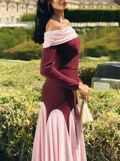 Elegant Layered Two-Tone Off-Shoulder Top