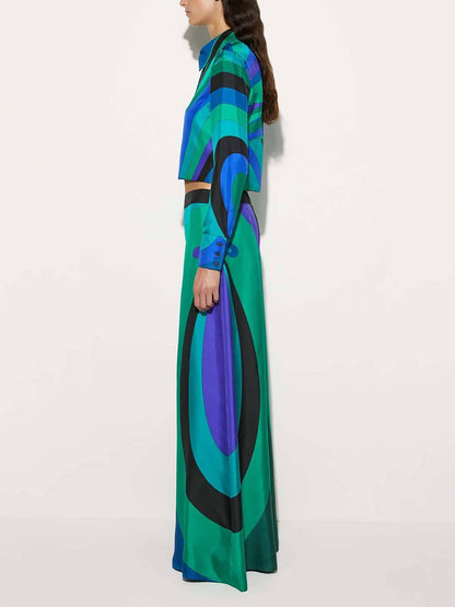 Unique Rainbow Print Cropped Shirt