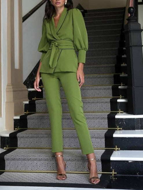 Exquisite Wrap-Around Belted Blazer