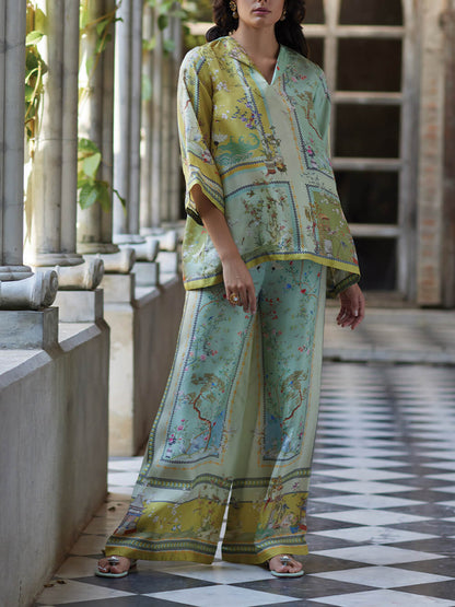 Casual Unique Digital Print Trumpet Sleeves Print Oversized Shirts