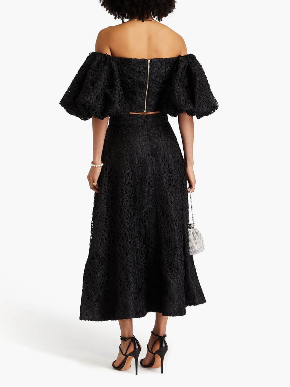 Delicate Off-Shoulder Lace Crochet Wide-Sleeve Top