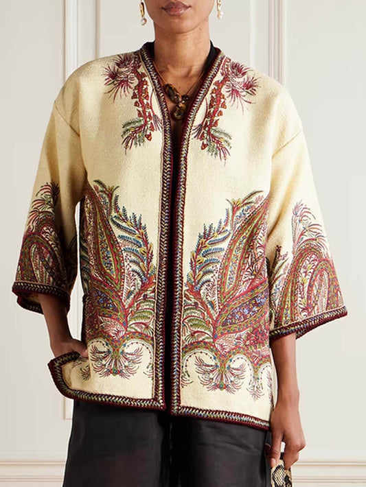 Classic Unique Print Jacquard Loose Jacket