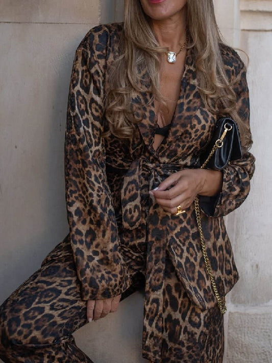 Fashion Leopard Print Lapel Blazer