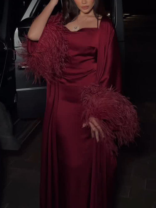 Elegant Slip Dress And Shawl Two-piece Set