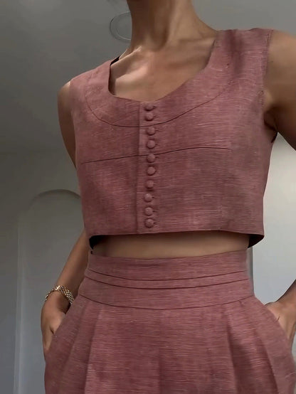 Casual Short Vest And Trousers Two-piece Set