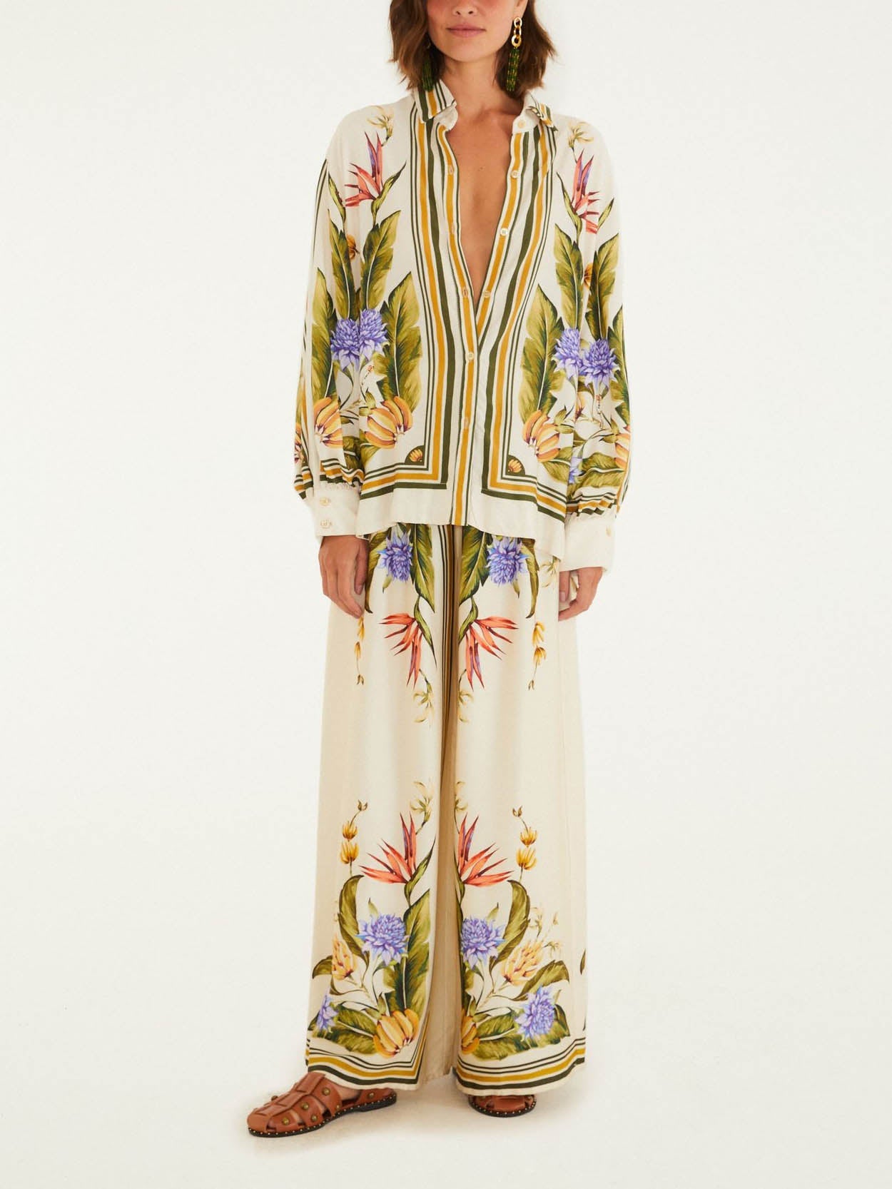 Exquisite Satin Floral Print Shirt