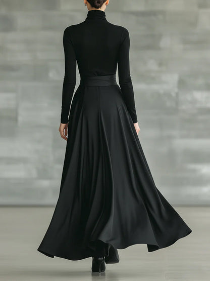 Casual Satin Tie-waist Skirt Two-piece Set