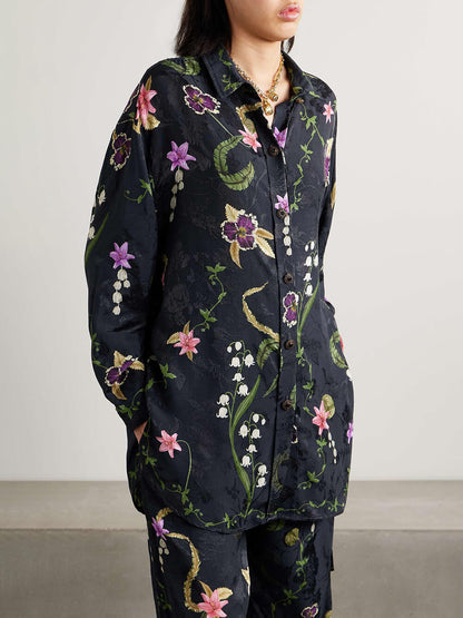 Elegant Floral Print Button-Up Shirt