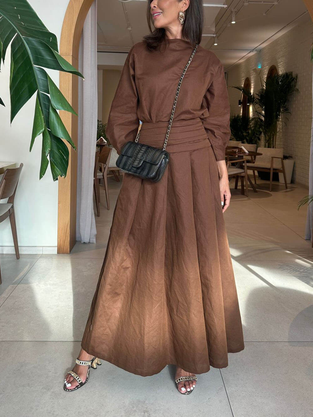 Retro Linen Drop-Shoulder Oversized Top